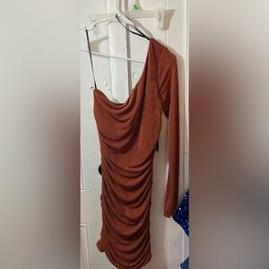 FOREVER 21 BURNT ORANGE ONE SLEEVE DRESS